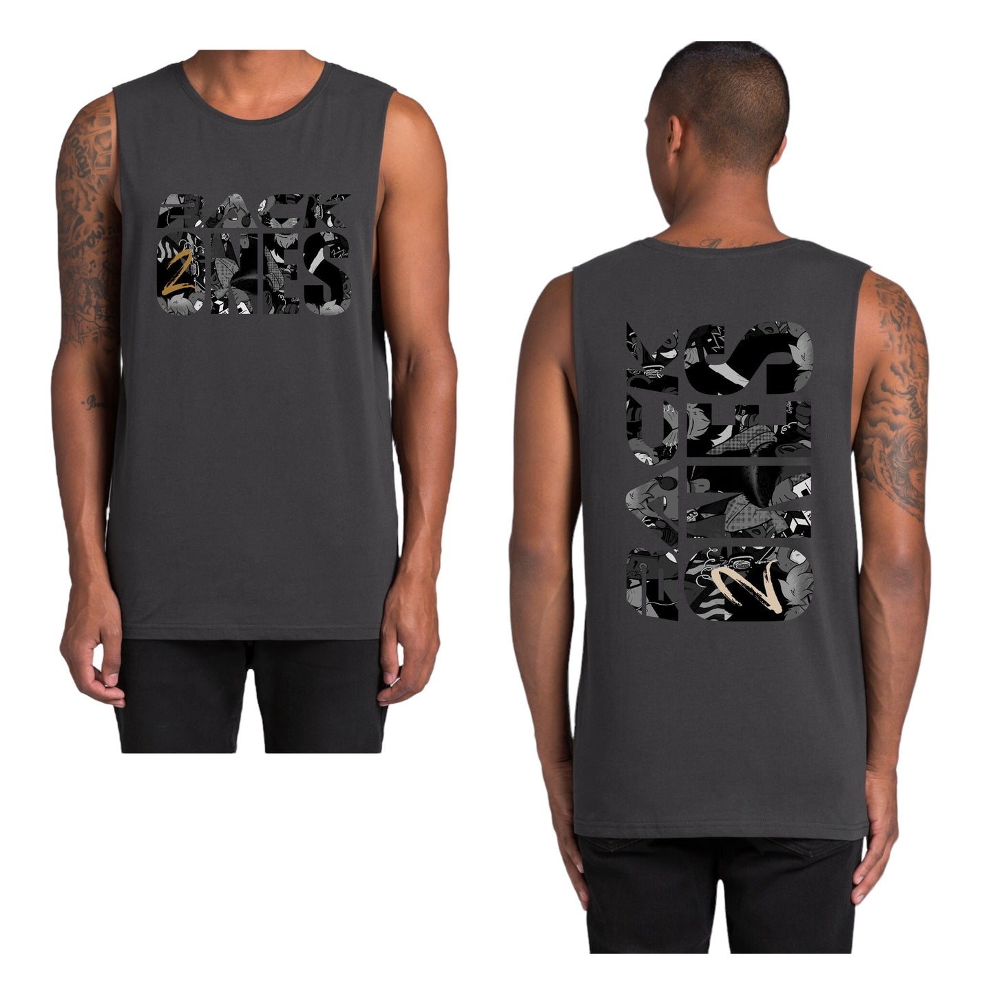 MIDNIGHT BLACK - Double Side Muscle Tank Tee