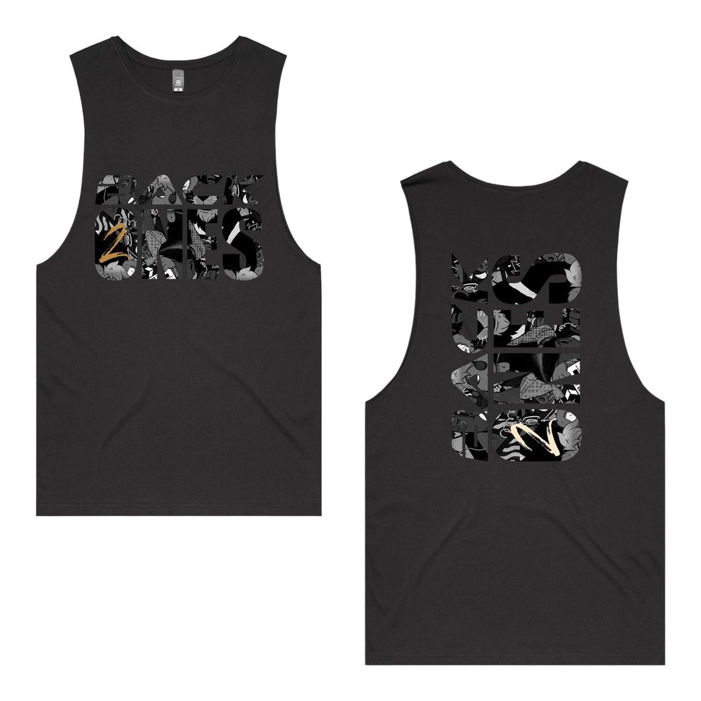 MIDNIGHT BLACK - Double Side Muscle Tank Tee