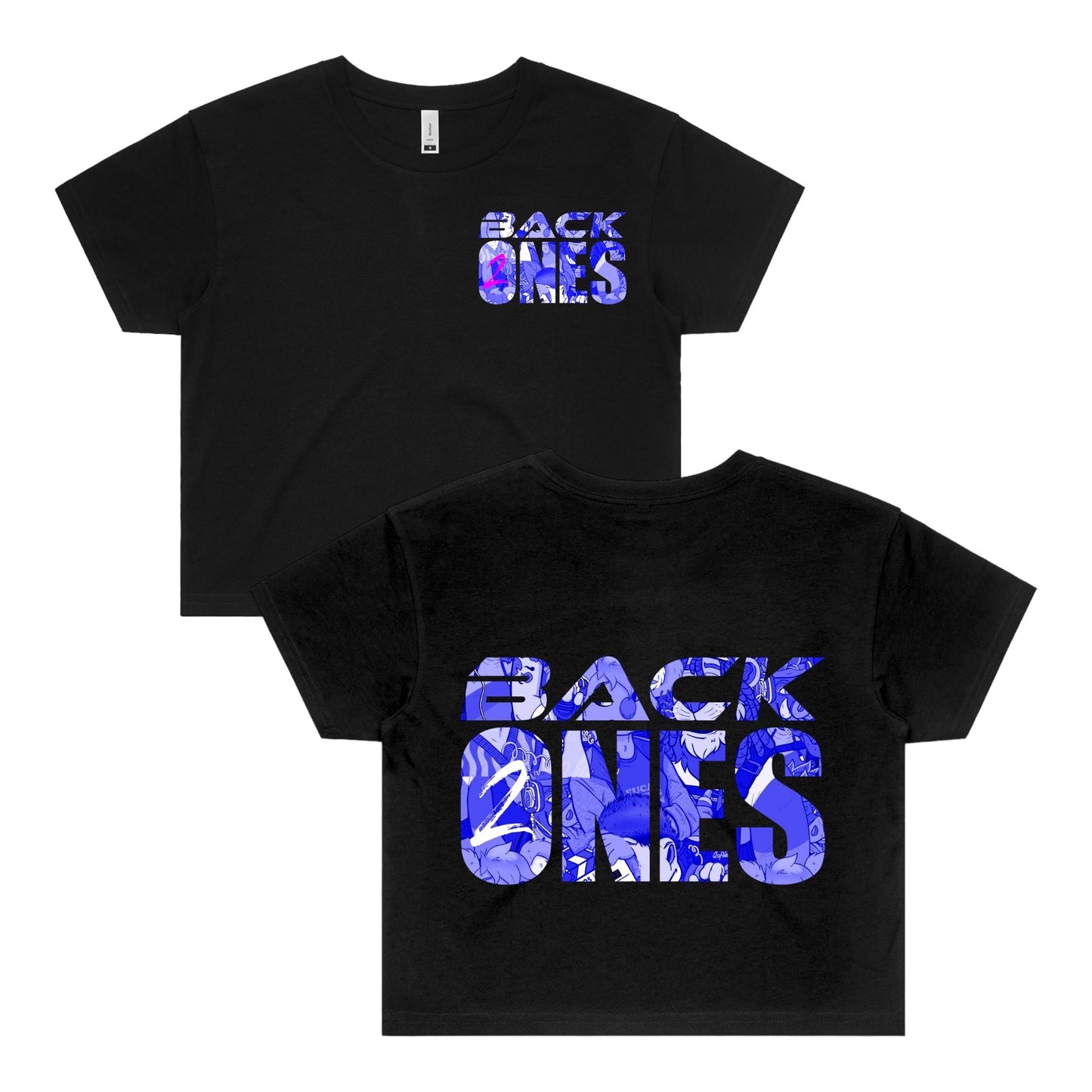 BACK2ONES AZURE BLUE - Double Side Unisex Crop Tee